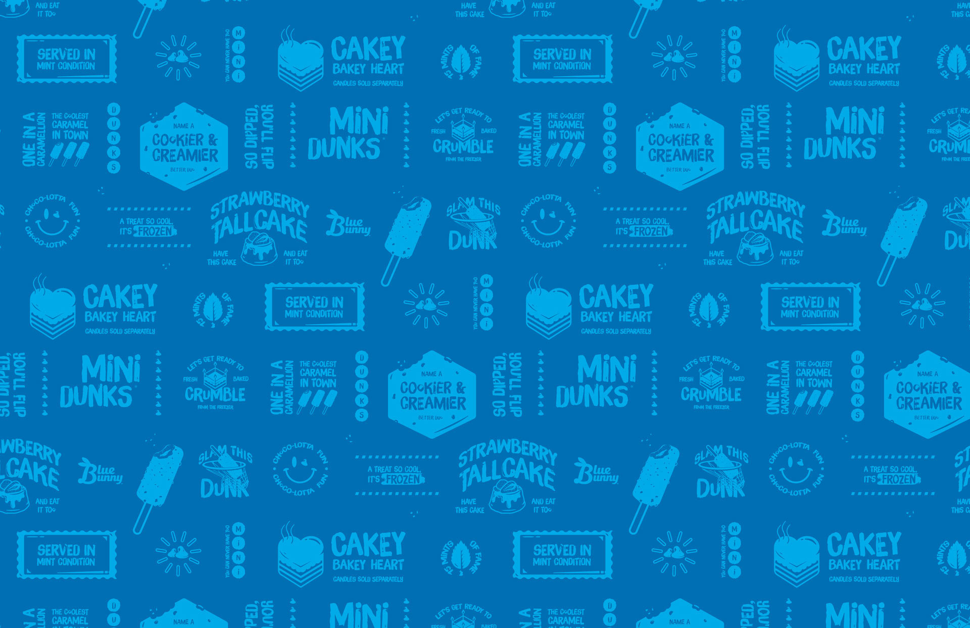 Blue Bunny Mini Dunks logos.