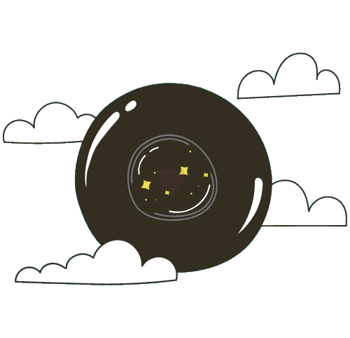 Animation of an illustration of a magic 8 ball with "Outlook (very, very) good" on it.