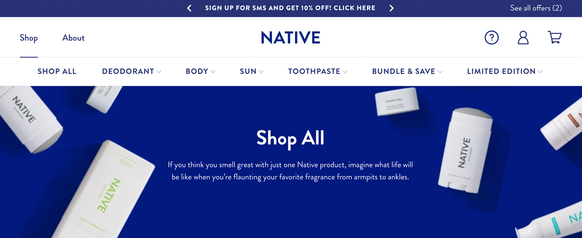 Screenshot of Native’s website refresh. Screenshot of Native's website refresh.