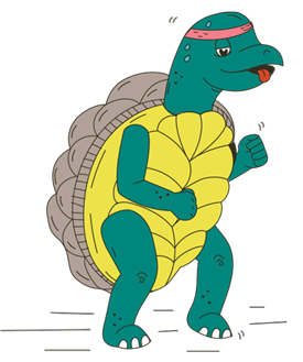 Drawing of a turtle running. Obedient Humor Branding & Marketing Agency - Illustration of a turtle running.